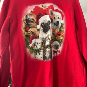 Festive Red Animal Print Sweatshirt